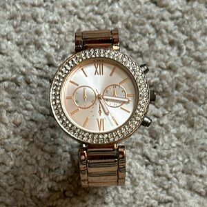 Accutime women’s vintage‎ rose gold/crystal bracelet watch one size extends